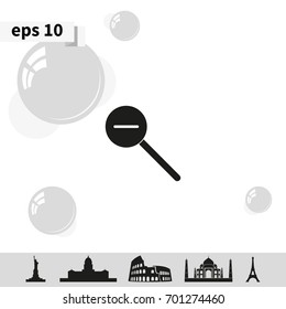 Magnifier icon with minus sign. Zoom out.