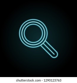 Magnifier icon in neon style. Simple thin line, outline vector of education icons for UI and UX, website or mobile application