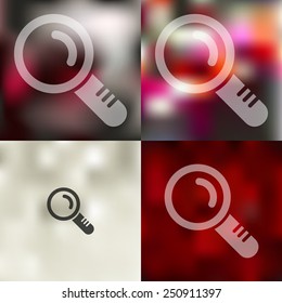 magnifier icon on blurred background