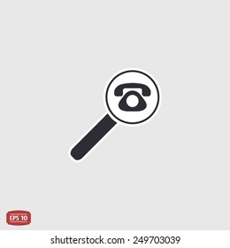Magnifier with icon phone.. Flat design style. Made vector illustrator
