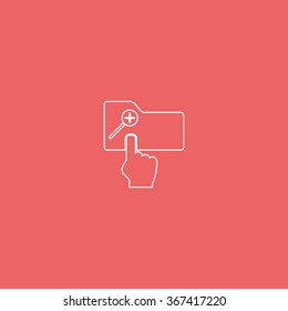 Magnifier icon with plus sign. Folder zoom in.