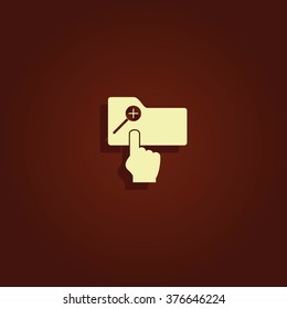 Magnifier icon with plus sign. Folder zoom in.