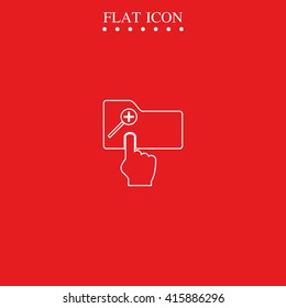 Magnifier icon with plus sign. Folder zoom in.