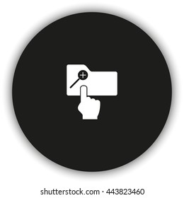 Magnifier icon with plus sign. Folder zoom in.