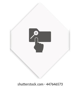 Magnifier icon with plus sign. Folder zoom in.