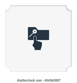 Magnifier icon with plus sign. Folder zoom in.