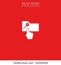 Magnifier icon with plus sign. Folder zoom in.