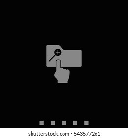 Magnifier icon with plus sign. Folder zoom in.