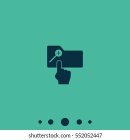 Magnifier icon with plus sign. Folder zoom in.