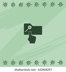 Magnifier icon with plus sign. Folder zoom in.