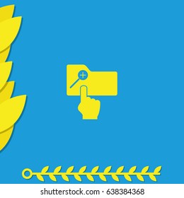 Magnifier icon with plus sign. Folder zoom in.