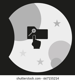 Magnifier icon with plus sign. Folder zoom in.
