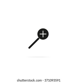 Magnifier icon with plus sign. Zoom in.