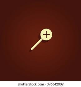 Magnifier icon with plus sign. Zoom in.
