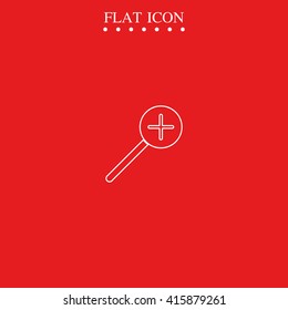 Magnifier icon with plus sign. Zoom in.