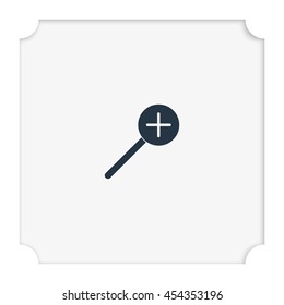 Magnifier icon with plus sign. Zoom in.