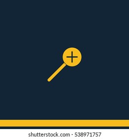Magnifier icon with plus sign. Zoom in.