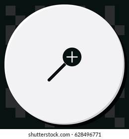 Magnifier icon with plus sign. Zoom in.