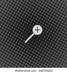 Magnifier icon with plus sign. Zoom in.