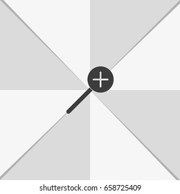 Magnifier icon with plus sign. Zoom in.