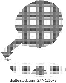A magnifier icon rendered in pixelated retro halftone dotted dither style featuring monochrome black tones ideal for vintage graphic design projects requiring a minimalist abstract zoom vector illustration for printable media and graphicdesign