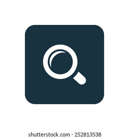 magnifier icon Rounded squares button, on white background 