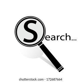 Magnifier icon as searching process concept. Vector eps 10