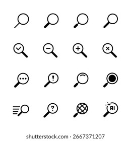 Magnifier icon set design. Magnifier symbol