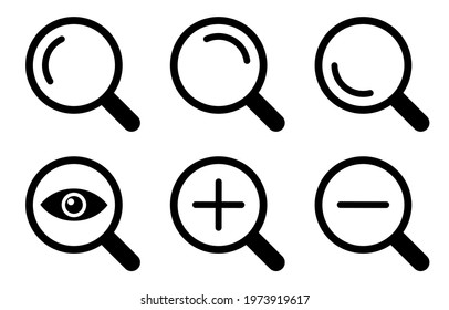 magnifier icon set on white background