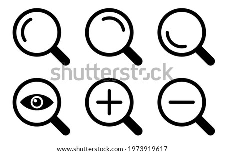 magnifier icon set on white background