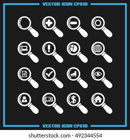 magnifier icon set vector illustration EPS 10