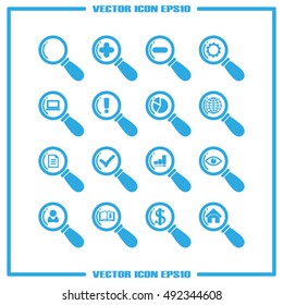magnifier icon set vector illustration EPS 10