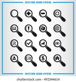 magnifier icon set vector illustration EPS 10