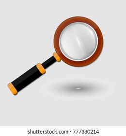 Magnifier icon. Simple design. Grey background.
Flat. Logos or emblems. Search.
Illustration can be used in the internet shop, 
advertisements, banners, websites, infographics.
