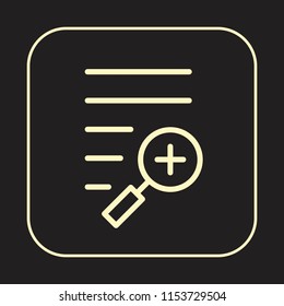 Magnifier Icon. Text Search concept. Editable stroke flat icons. Simple thin line art logo. Web app button. Vector illustration. 