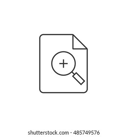 Magnifier icon in thin outline style. Zoom explore find locate paper document files