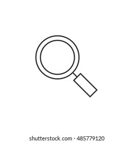 Magnifier icon in thin outline style. Zoom explore find locate