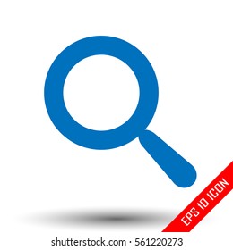 Magnifier icon. Vector illustration of magnifier. Flat logo of magnifier isolated on white background.
