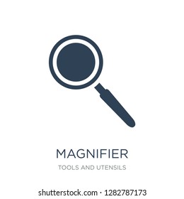 magnifier icon vector on white background, magnifier trendy filled icons from Tools and utensils collection, magnifier vector illustration