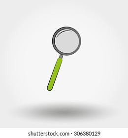 Magnifier icon. Icon for web and mobile application. Vector illustration on a white background. Flat design style.