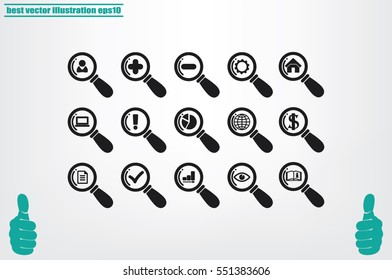 magnifier icons.