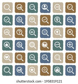 Magnifier Icons. Grunge Color Flat Design. Vector Illustration.