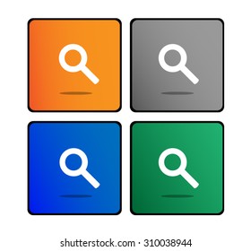 Magnifier icons isolated on(blue,gray,green,orange)