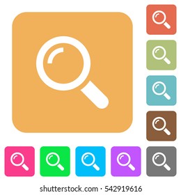 Magnifier icons on rounded square vivid color backgrounds.