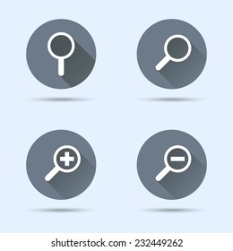 Magnifier icons. Search and zoom icons. Vector illustration