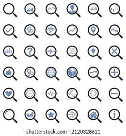 Iconos de aumento. Diseño Plano De Dos Tonos. Ilustración vectorial.