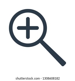 Magnifier increase zoom icon in flat style. Vector illustration isolated on white background.