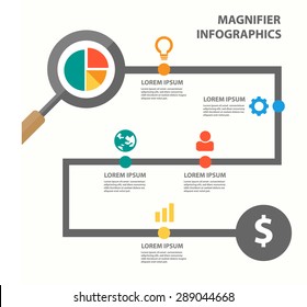 Magnifier Infographic Presentation Template flyer brochure flat design 