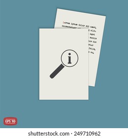 Magnifier with information icon. Flat design style. Made vector illustration