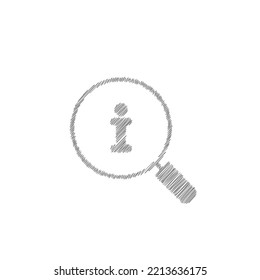 Magnifier mit Informationszeichen Skizze Vektorsymbol